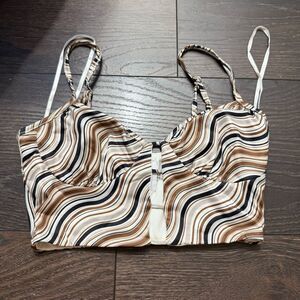 Princess Polly Women’s 2 Brown Patterned Crop Top Bustier Top